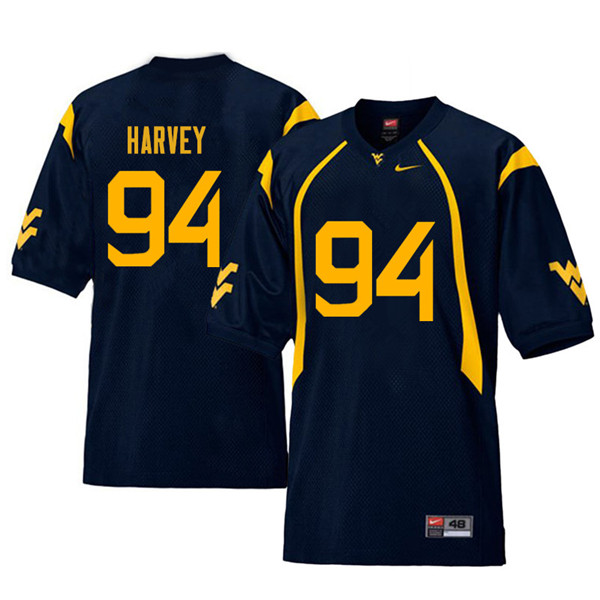 NCAA Men's Jalen Harvey West Virginia Mountaineers Navy #94 Nike Stitched Football College Retro Authentic Jersey DK23C81RZ